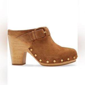 NWOT Veronica Beard “Dacey” suede buckle clog heels sz 9